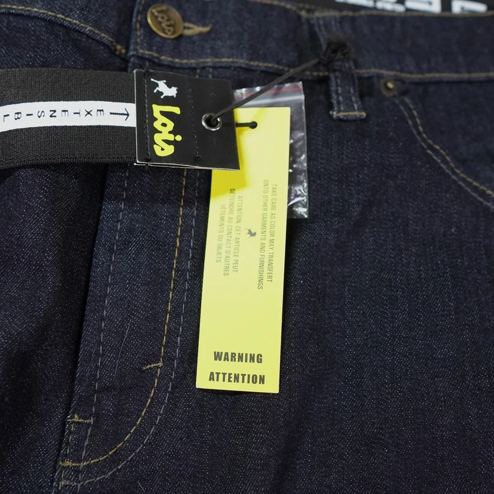 Lois Brad Slim Jeans Men 38x27.5 Dark Blue Straight Leg Stretch Comfort Waist